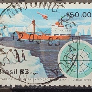 C 1309 Selo Primeira Expedicao Brasileira Antartica Navio Mapa 1983 Circulado 20