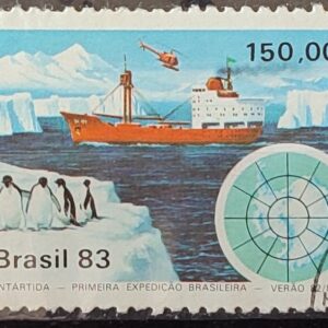 C 1309 Selo Primeira Expedicao Brasileira Antartica Navio Mapa 1983 Circulado 23
