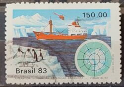 C 1309 Selo Primeira Expedicao Brasileira Antartica Navio Mapa 1983 Circulado 24