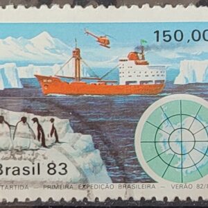 C 1309 Selo Primeira Expedicao Brasileira Antartica Navio Mapa 1983 Circulado 24