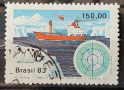 C 1309 Selo Primeira Expedicao Brasileira Antartica Navio Mapa 1983 Circulado 26