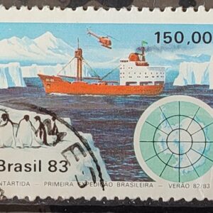 C 1309 Selo Primeira Expedicao Brasileira Antartica Navio Mapa 1983 Circulado 26