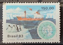 C 1309 Selo Primeira Expedicao Brasileira Antartica Navio Mapa 1983 Circulado 28