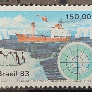 C 1309 Selo Primeira Expedicao Brasileira Antartica Navio Mapa 1983 Circulado 28