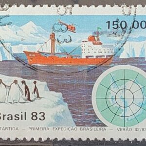 C 1309 Selo Primeira Expedicao Brasileira Antartica Navio Mapa 1983 Circulado 4