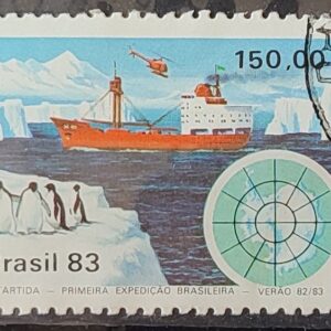 C 1309 Selo Primeira Expedicao Brasileira Antartica Navio Mapa 1983 Circulado 5
