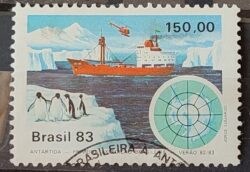 C 1309 Selo Primeira Expedicao Brasileira Antartica Navio Mapa 1983 Circulado 6