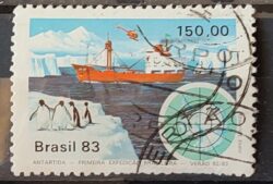 C 1309 Selo Primeira Expedicao Brasileira Antartica Navio Mapa 1983 Circulado 7