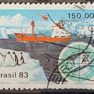C 1309 Selo Primeira Expedicao Brasileira Antartica Navio Mapa 1983 Circulado 7