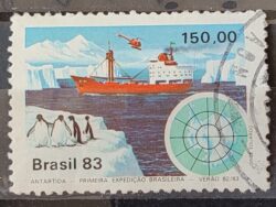 C 1309 Selo Primeira Expedicao Brasileira Antartica Navio Mapa 1983 Circulado 8