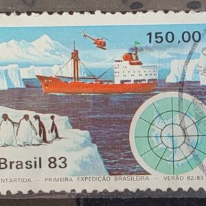 C 1309 Selo Primeira Expedicao Brasileira Antartica Navio Mapa 1983 Circulado 8