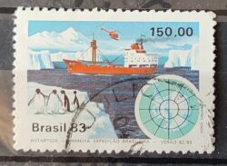 C 1309 Selo Primeira Expedicao Brasileira Antartica Navio Mapa 1983 Circulado 9