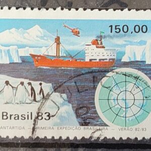 C 1309 Selo Primeira Expedicao Brasileira Antartica Navio Mapa 1983 Circulado 9