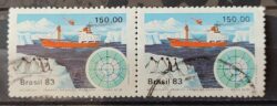 C 1309 Selo Primeira Expedicao Brasileira Antartica Navio Mapa 1983 Circulado Dupla 2