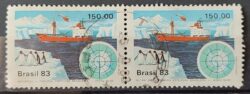 C 1309 Selo Primeira Expedicao Brasileira Antartica Navio Mapa 1983 Circulado Dupla 4