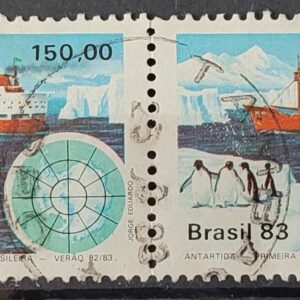 C 1309 Selo Primeira Expedicao Brasileira Antartica Navio Mapa 1983 Circulado Dupla 4