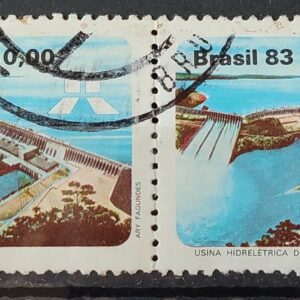 C 1311 Selo Usina Hidreletrica de Itaipu Energia Economia 1983 Circulado Dupla 1