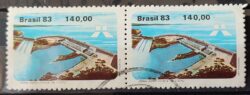 C 1311 Selo Usina Hidreletrica de Itaipu Energia Economia 1983 Circulado Dupla 6