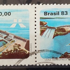 C 1311 Selo Usina Hidreletrica de Itaipu Energia Economia 1983 Circulado Dupla 6