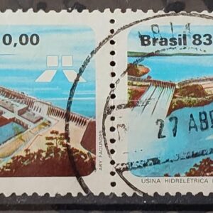 C 1311 Selo Usina Hidreletrica de Itaipu Energia Economia 1983 Circulado Dupla 7