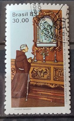 C 1318 Selo Centenario Ordenacao Frei Rogerio Neuhaus Religiao 1983 Circulado 1
