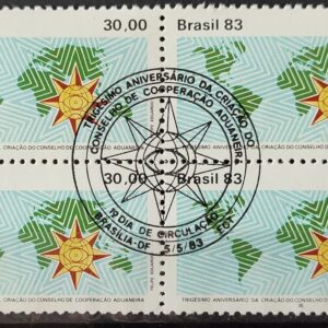 C 1319 Selo 30 Aniversario Conselho de Cooperacao Aduaneira Mapa 1983 Quadra CBC Brasilia