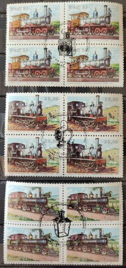 C 1326 Selo Patrimonio Ferroviario Brasileiro Trem 1983 Serie Completa Quadra CBC RJ