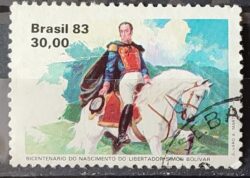 C 1331 Selo Bicentenario Simon Bolivar Cavalo 1983 Circulado 2