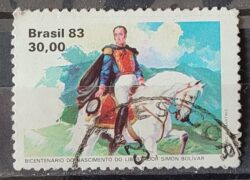 C 1331 Selo Bicentenario Simon Bolivar Cavalo 1983 Circulado 3