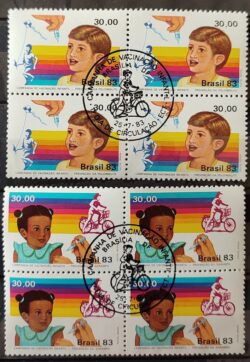 C 1332 Selo Vacinacao Infantil Crianca Saude 1983 Quadra CBC Brasilia Serie Completa