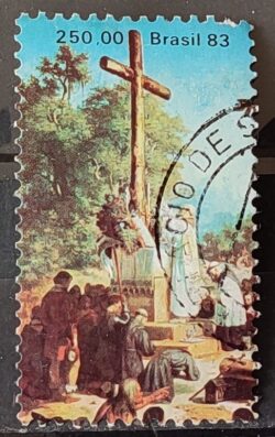 C 1346 Selo Sesquicentenario Pintor Victor Meirelles de Lima Religiao 1983 Circulado 3