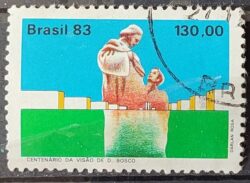 C 1348 Selo Centenario Visao de Dom Bosco Brasilia Religiao 1983 Circulado 1