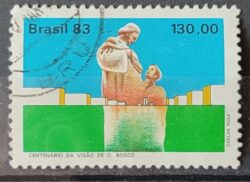 C 1348 Selo Centenario Visao de Dom Bosco Brasilia Religiao 1983 Circulado 10