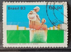 C 1348 Selo Centenario Visao de Dom Bosco Brasilia Religiao 1983 Circulado 11