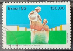 C 1348 Selo Centenario Visao de Dom Bosco Brasilia Religiao 1983 Circulado 14