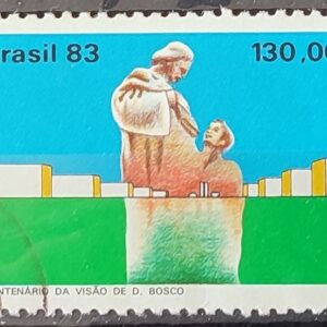 C 1348 Selo Centenario Visao de Dom Bosco Brasilia Religiao 1983 Circulado 14