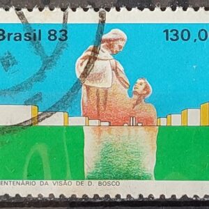 C 1348 Selo Centenario Visao de Dom Bosco Brasilia Religiao 1983 Circulado 3