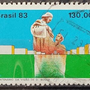 C 1348 Selo Centenario Visao de Dom Bosco Brasilia Religiao 1983 Circulado 4