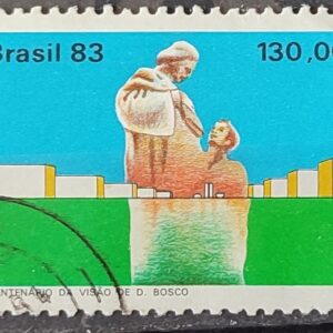 C 1348 Selo Centenario Visao de Dom Bosco Brasilia Religiao 1983 Circulado 5