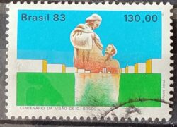 C 1348 Selo Centenario Visao de Dom Bosco Brasilia Religiao 1983 Circulado 6