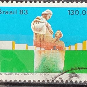 C 1348 Selo Centenario Visao de Dom Bosco Brasilia Religiao 1983 Circulado 6