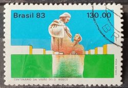 C 1348 Selo Centenario Visao de Dom Bosco Brasilia Religiao 1983 Circulado 7