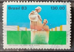 C 1348 Selo Centenario Visao de Dom Bosco Brasilia Religiao 1983 Circulado 9