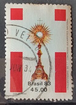 C 1354 Selo Cinquentenario Congresso Eucaristico Religiao 1983 Circulado 2