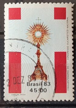 C 1354 Selo Cinquentenario Congresso Eucaristico Religiao 1983 Circulado 4