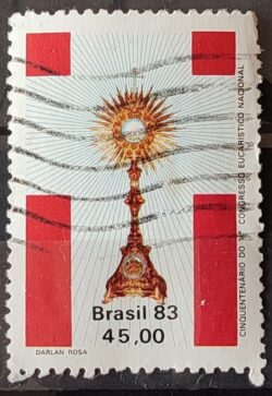 C 1354 Selo Cinquentenario Congresso Eucaristico Religiao 1983 Circulado 5