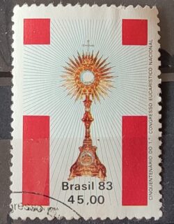 C 1354 Selo Cinquentenario Congresso Eucaristico Religiao 1983 Circulado 6