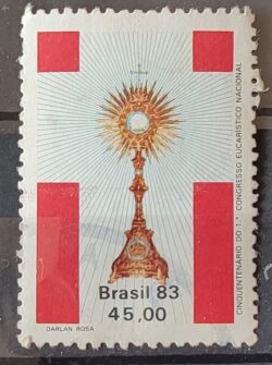 C 1354 Selo Cinquentenario Congresso Eucaristico Religiao 1983 Circulado 7