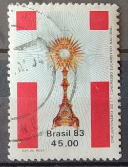 C 1354 Selo Cinquentenario Congresso Eucaristico Religiao 1983 Circulado 8