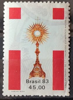 C 1354 Selo Cinquentenario Congresso Eucaristico Religiao 1983 Circulado 9